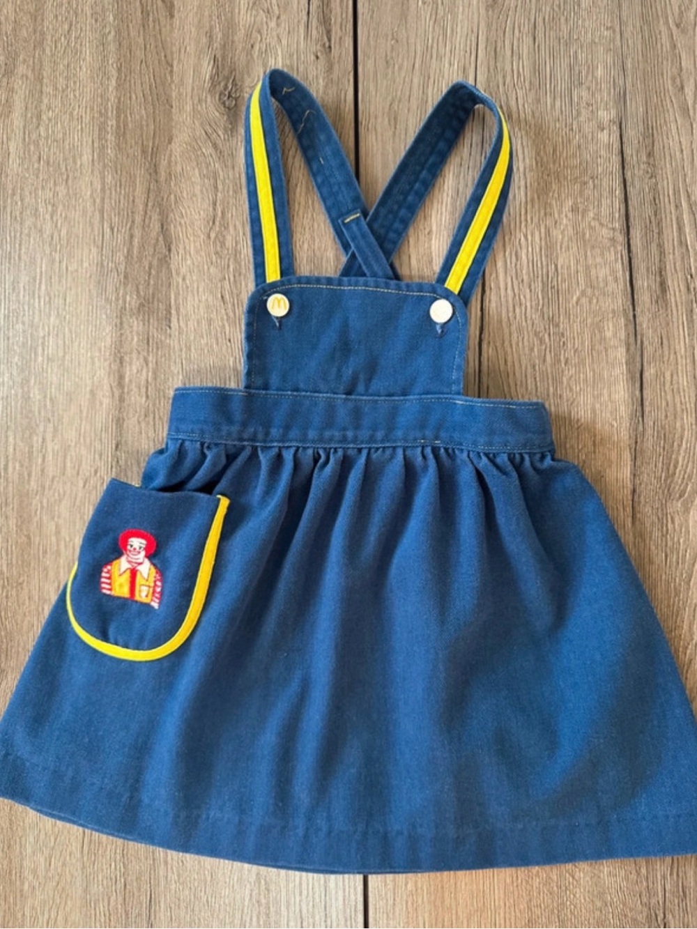 McDonaldland Fashions Ronald McDonald Blue Pinafore Skirt with Yellow Trim